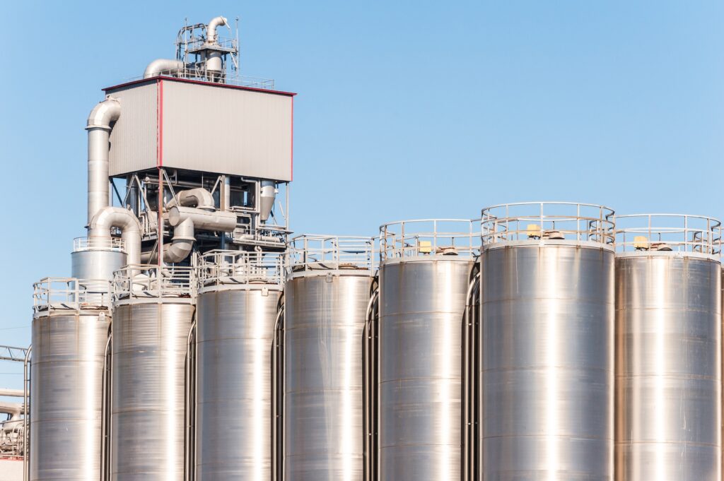 Chemical plant, containers