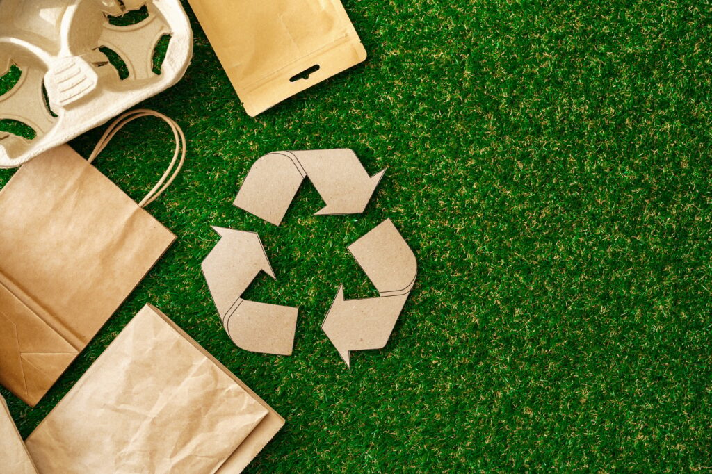 Craft paper eco bag, eco-friendly concept of consumption